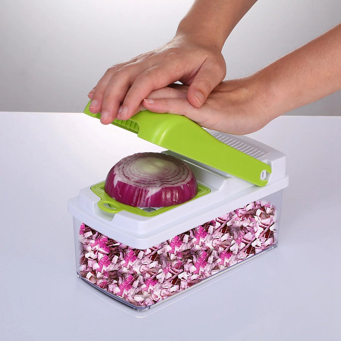 Multifunctional Vegetable Chopper and Slicer, Vegetable Chopper, Onion Chopper, with 3 Blades for Cutting Tomato Potato
