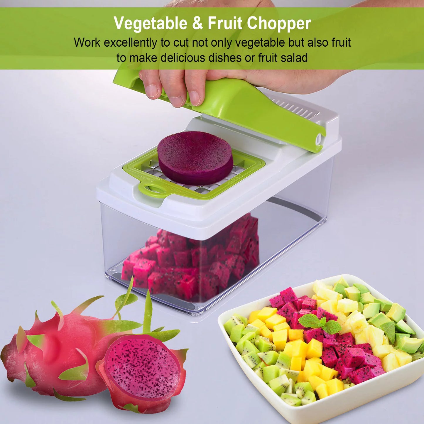 Multifunctional Vegetable Chopper and Slicer, Vegetable Chopper, Onion Chopper, with 3 Blades for Cutting Tomato Potato