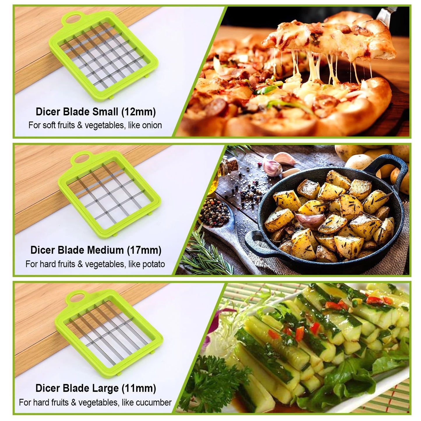 Multifunctional Vegetable Chopper and Slicer, Vegetable Chopper, Onion Chopper, with 3 Blades for Cutting Tomato Potato