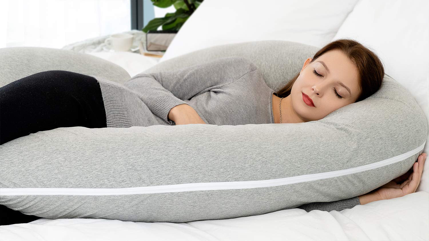 Pregnancy Pillow, Maternity Body Pillow for Pregnant Women,C Shaped Pillow with Jersey Body Pillow Cover