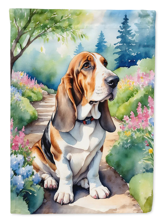 Basset Hound Spring Garden Garden Flag