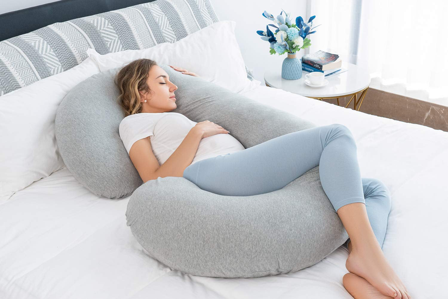 Pregnancy Pillow, Maternity Body Pillow for Pregnant Women,C Shaped Pillow with Jersey Body Pillow Cover