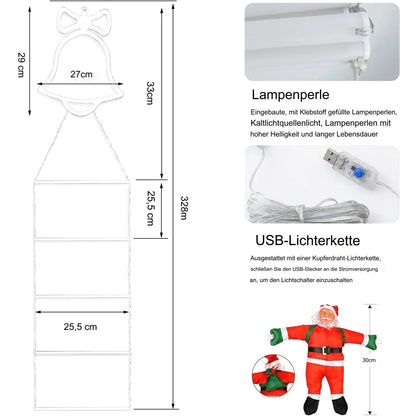 11 Ft Santa Claus Ladder Lights, Christmas Lights, Outdoor Ladder Lights