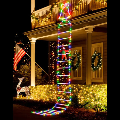 11 Ft Santa Claus Ladder Lights, Christmas Lights, Outdoor Ladder Lights